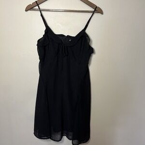 She + Sky Black Lined Mini Dress Adjustable‎ Straps Ruffle Detail Sz Medium